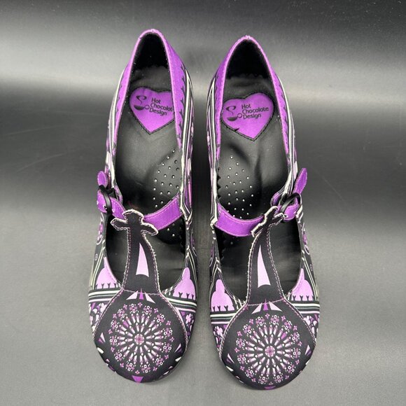 Vintage Hot Chocolate Design Heels Gothic Church Purple Rain Heels EU 36 US 6 - Picture 5 of 10